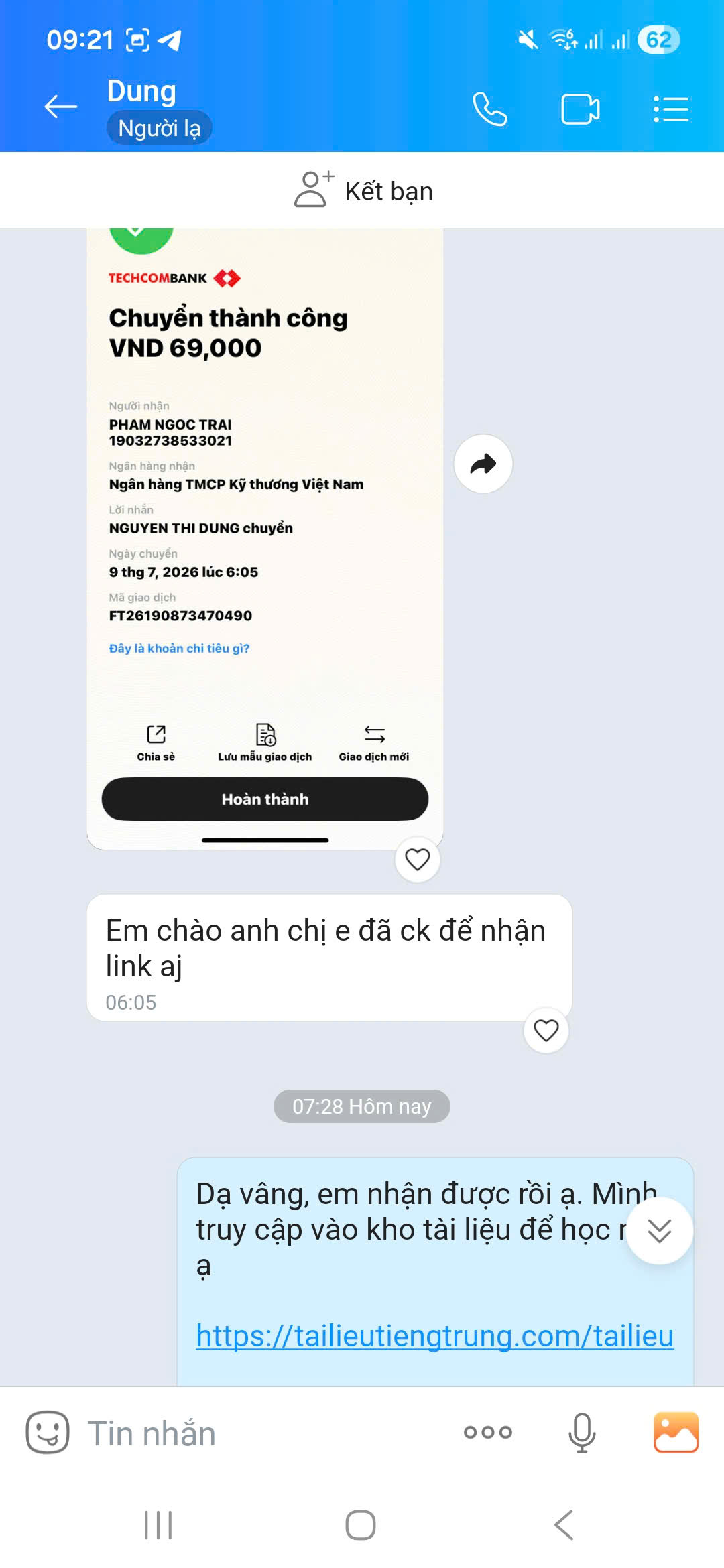 Giao dịch thành công